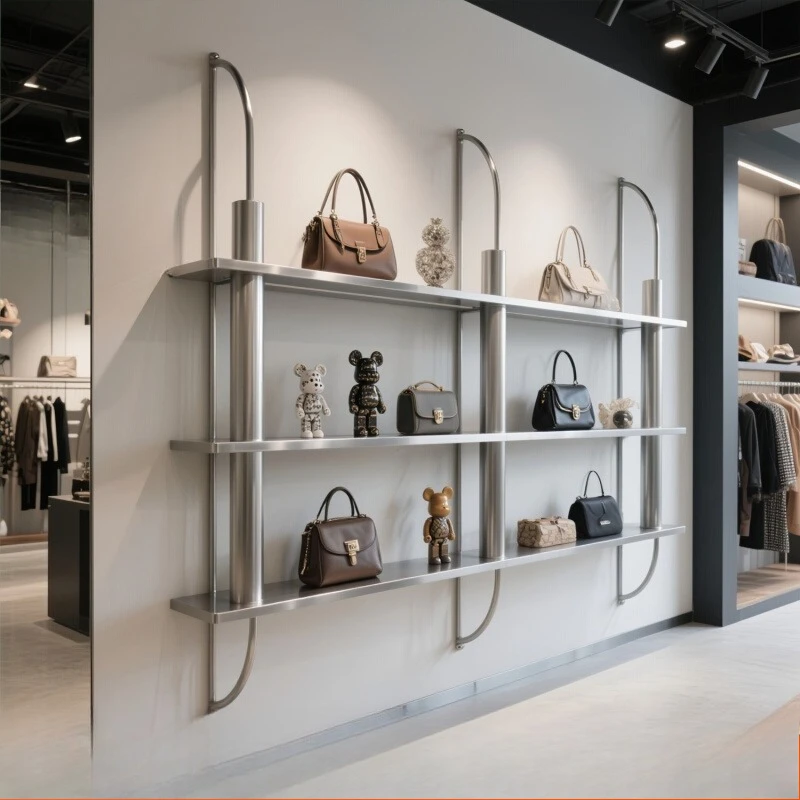 

Clothing store shoe and bag display rack wrought iron laminate rack on the wall creative wall-mounted display shoe