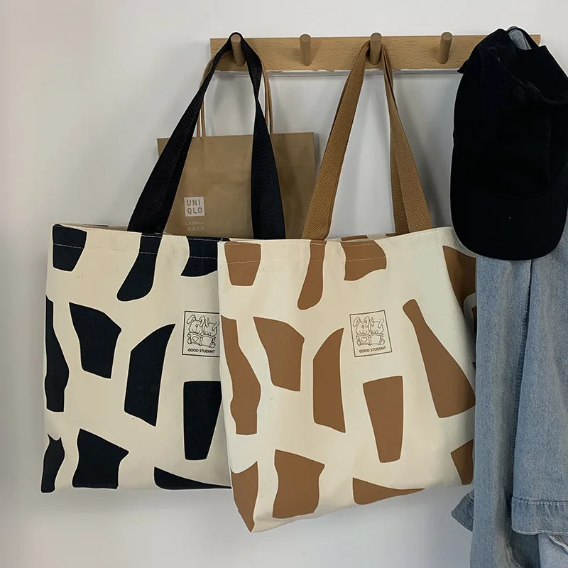 Women Canvas Shopping Bags Eco Reusable Foldable Shoulder Bags Large Capacity Handbags Casual Tote Bag Aesthetic Totebag Bolso