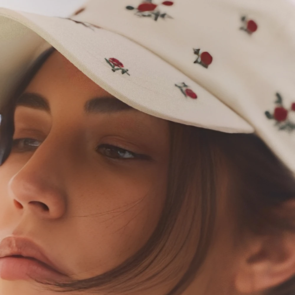 1pc Flower Brim Print Baseball Cap for Women,Sweet Leisure Sports Retro Embroidered Sun Hat,suitable for Daywear,travel,outdoor
