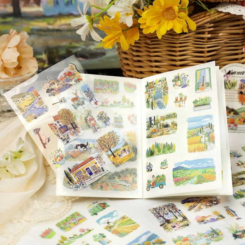 20 peças/lote Álbum de Adesivos Retrô com Paisagens Florais, Cenas Exquisitas de Flores e Folhagens (Jardim de Rosas, Bosque de Samambaias)
