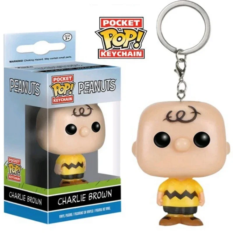 FUNKO POP nuevo llavero de juguete cacahuetes Charlie Brown SNOOPY figura de acción llavero lindo juguete de modelos coleccionables juguetes colgantes