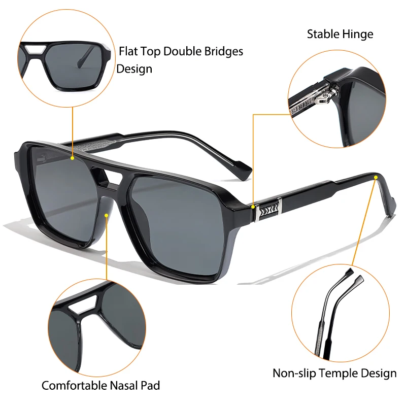HBK Double Beam DesignBrille Big Square CP+PCFrame Style Vintage RetroDecoration Brillen für Geschenke Foto RequisitenBrille – Detail 4