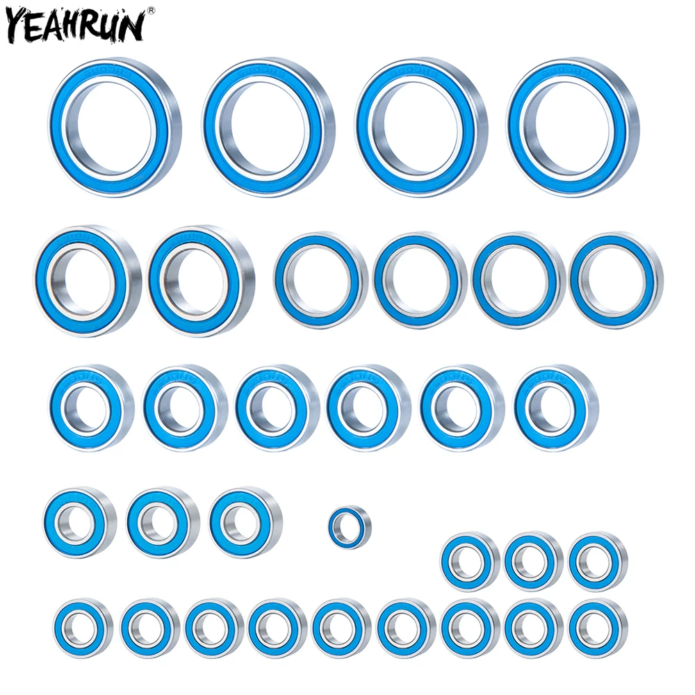 

YEAHRUN 32Pcs Blue Rubber Sealed Bearings Kit Wheel Hub Ball Bearing Chrome Steel For 1/10 E-Revo 2.0 RC Crawler Car