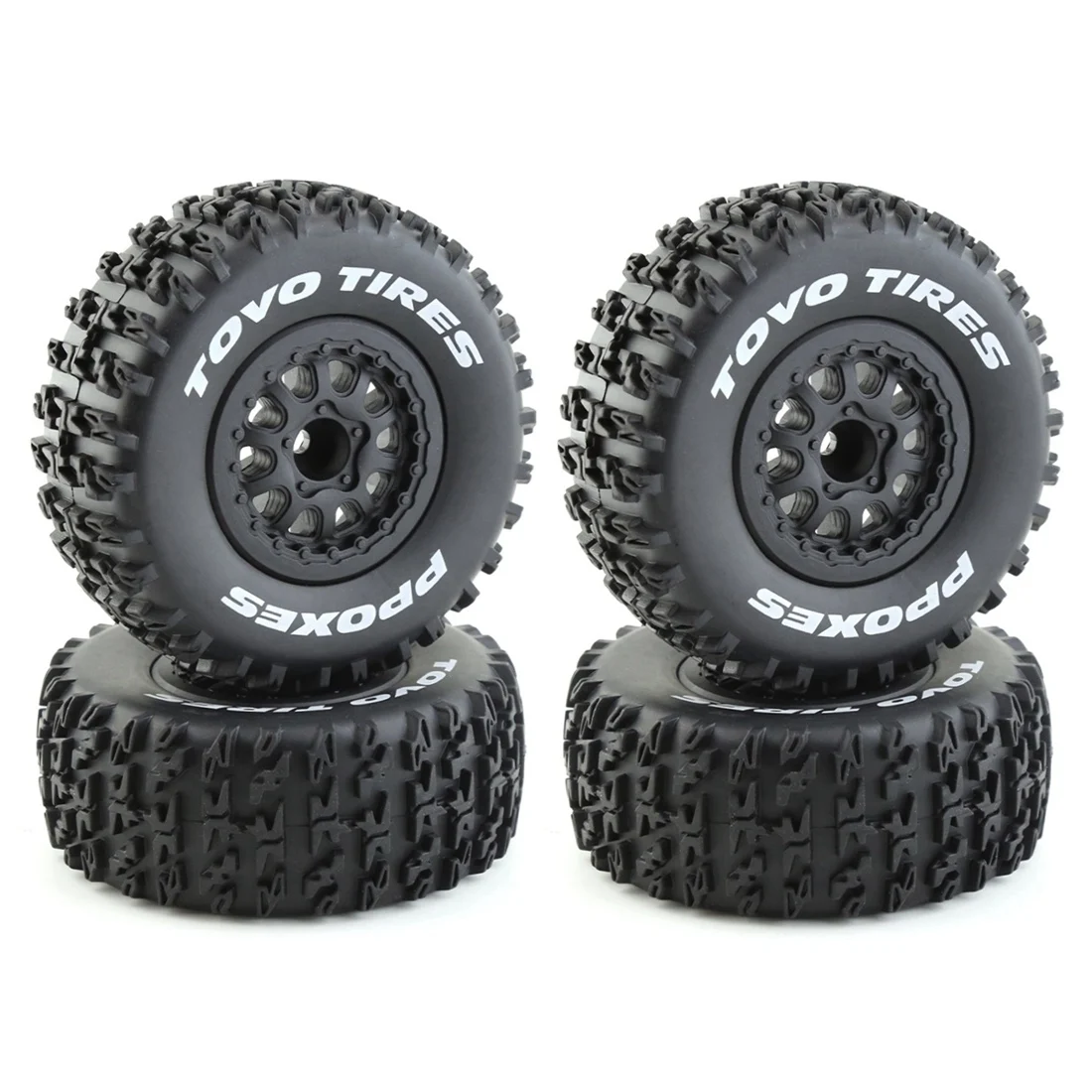 ABME New 4Pcs 112mm 1/10 Short Course Truck Tires Tyre Wheel with 12mm Hex for SENTON VKAR 10SC RC Car
