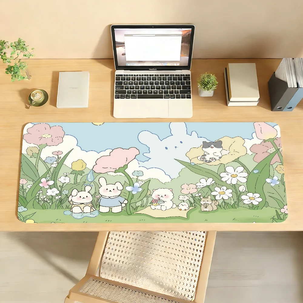 

Милый розовый аниме-коврик для мыши с кроликом, нескользящий настольный коврик, аксессуары для ПК и ноутбуков, резиновый офисный коврик для клавиатуры, большой декоративный коврик для геймеров