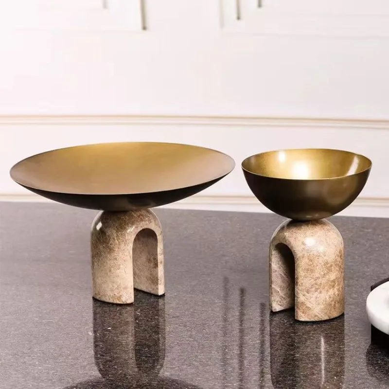 Light Luxury Modern Fruit Plate Living Room Coffee Table Trays Table Entrance Hall Ornament Tray Home Decoration Storage Plate