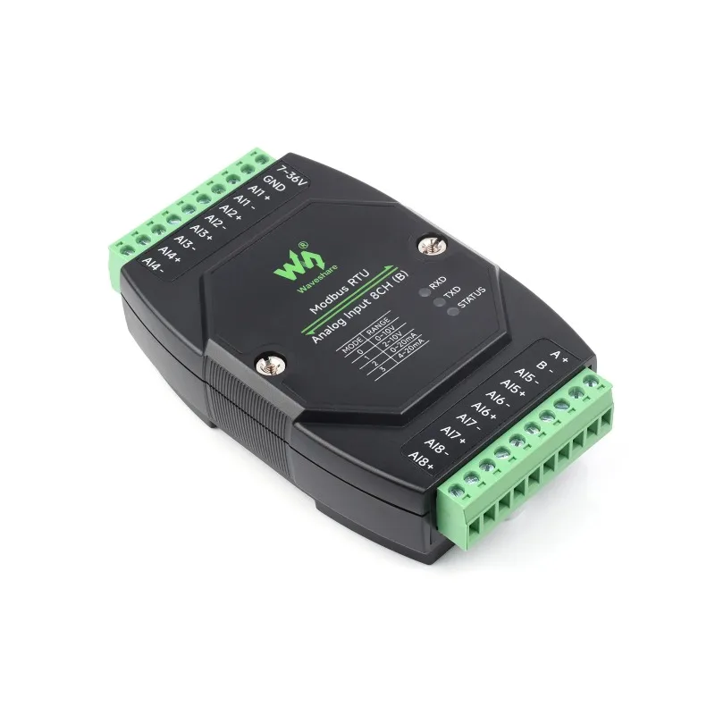 Waveshare Industrial Modbus RTU Analog Input 8CH, Modbus RTU, Supports Voltage And Current Acquisition
