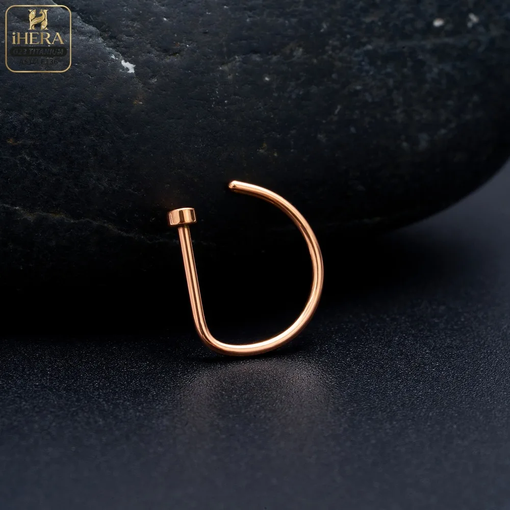1/10PCS ASTM F136 Titanium Fake Nose Ring Hoop Non Piercing D Shape Nostril Lip Septum Earring Body Jewelry Kit