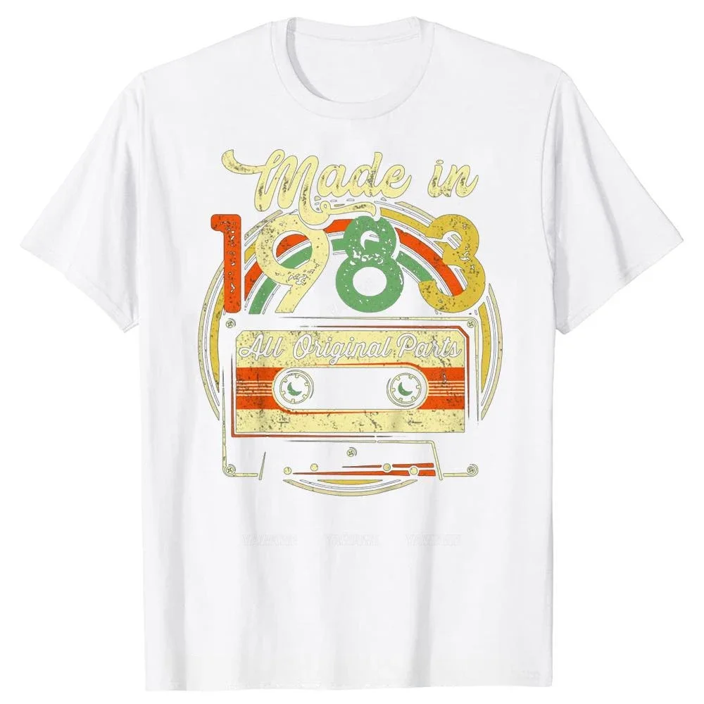 Made In 1983 40th Birthday Funny Cassette Tape Vintage T Shirts Dad Father Brother Husband Grandma Grandpa T-shirt Mens Clothing