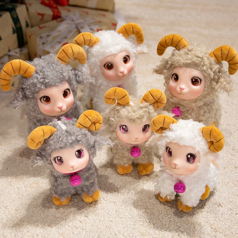 Cute Lamb Plush Toy Soft Vinyl Plush Stuffed Animal Sheep Glitter Hooves Birthday Gift for Girls Decor Random Accessory Color