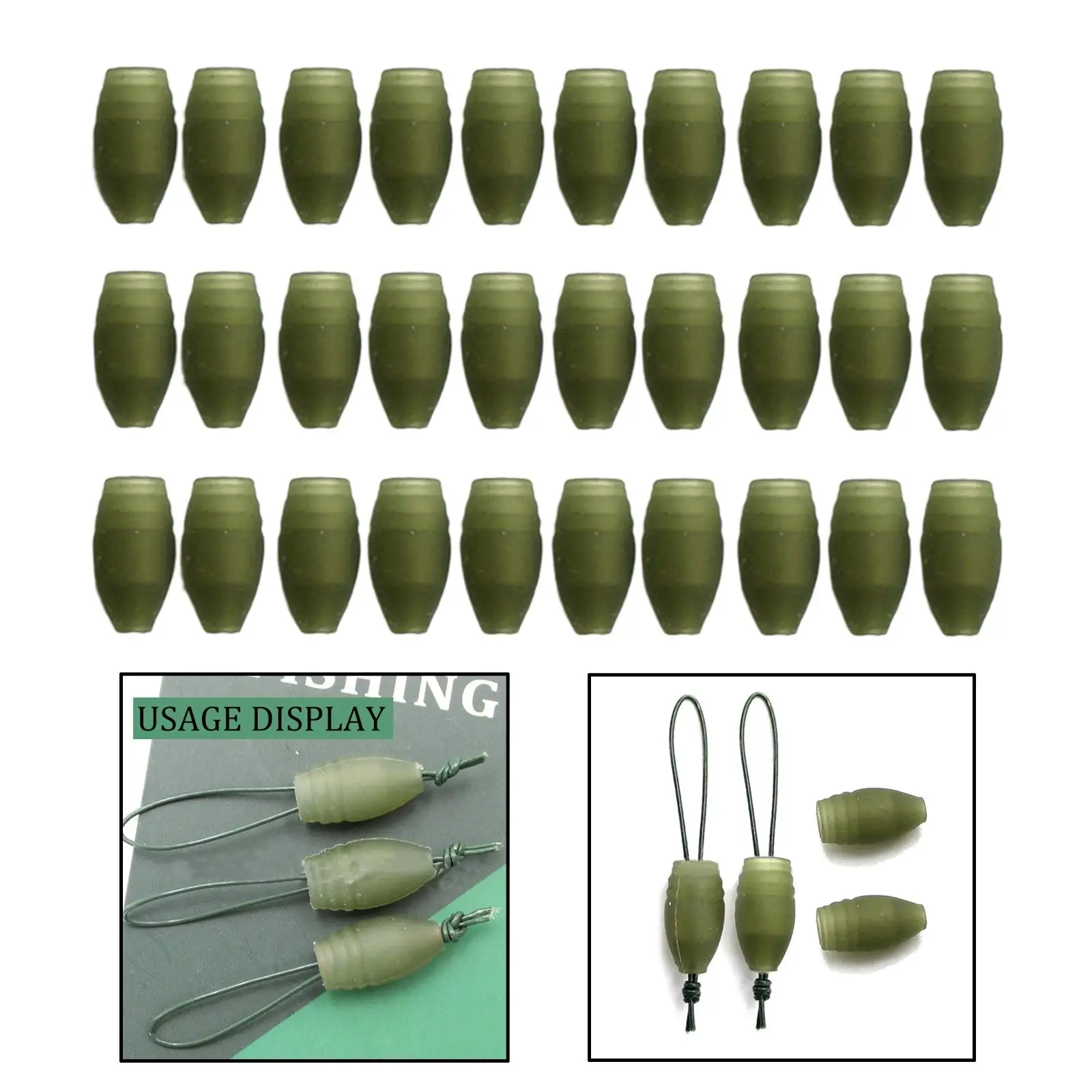 30 Pieces Match Elastic Dacron Connectors Carp Green Plastic Tool Accessories