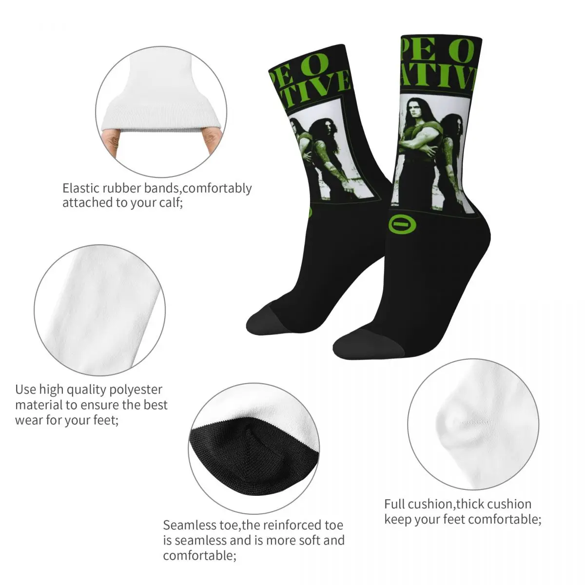 Colorful Type O Negative Print Socks Product All Season American Gothic Metal Band Super Soft Long Socks Best Gift for Women Men