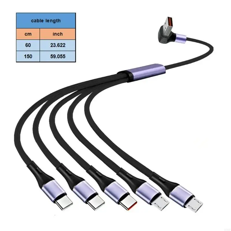 900F Datos carga Cable divisor cable 66W Cable carga rápida USB para tableta del teléfono