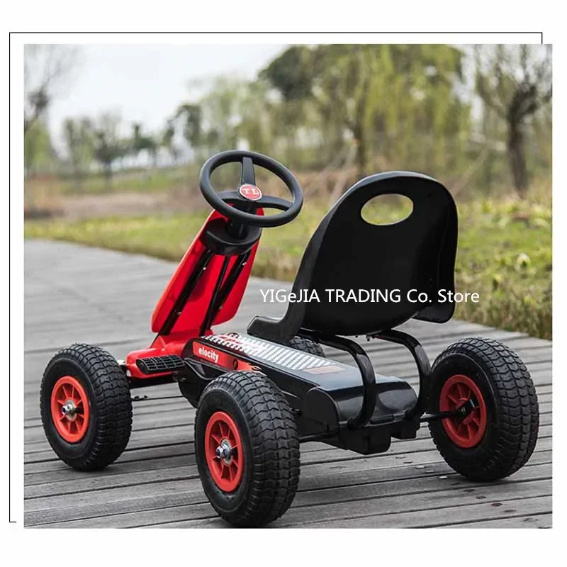 Children Pedal Go Kart With Inflatable Rubber Wheels, 4-wheeled Kids Pedal Go Kart Exercise Bike view 6