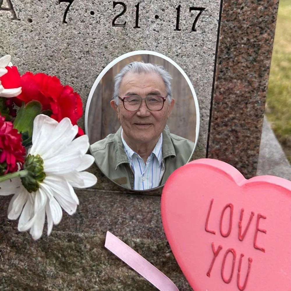 2D Flat Not 3D 1pc Custom Photo Memorial Headstone Tile Upload Photos for Customization Oval Gravestone Marker
