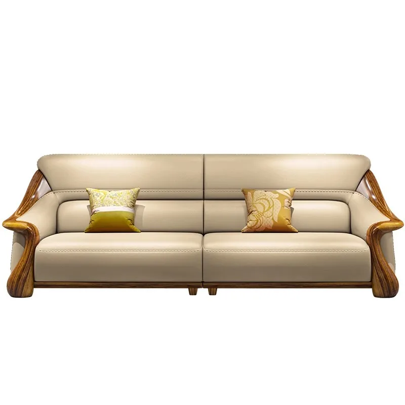 

New Chinese style, ebony, leather, sofa, modern, simple, solid wood, living room