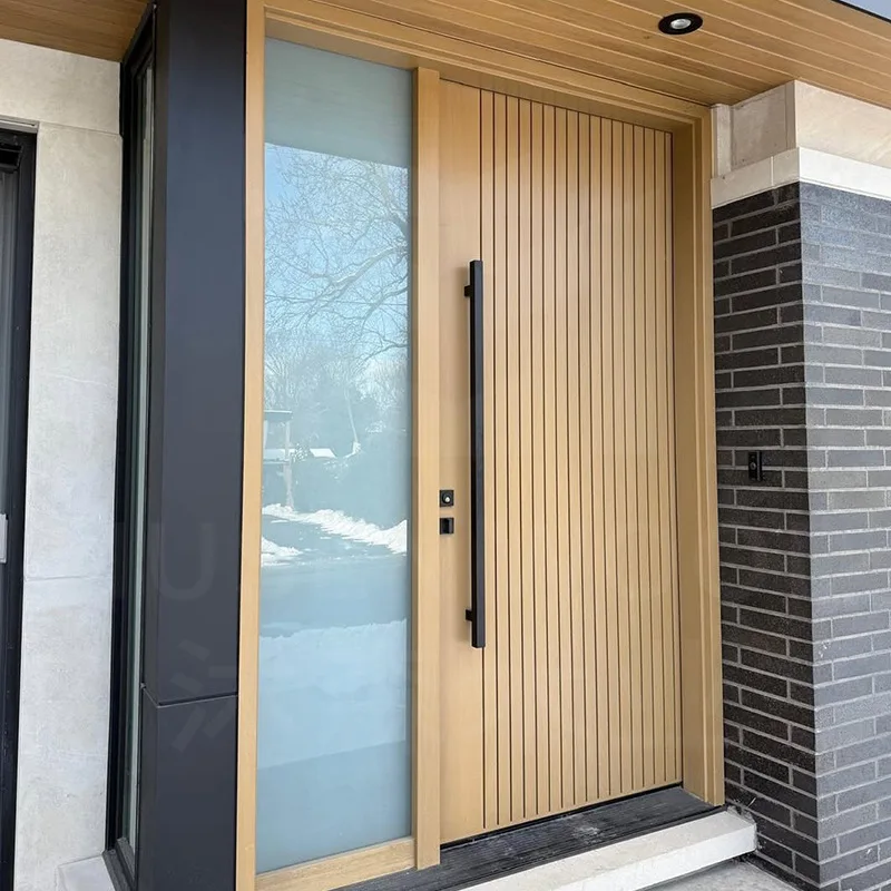 Grille Custom Solid Wood Entry Door Household Thai Oak Anti-theft Paint-free Swing Door Modern And Simple