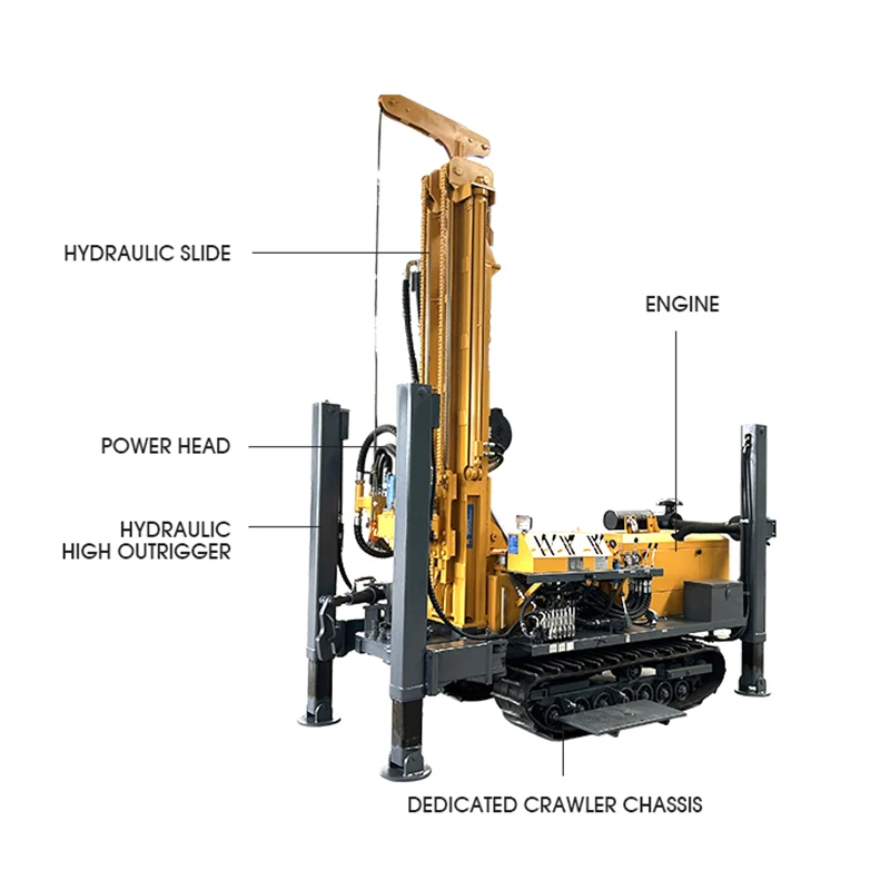 Crawler Pneumatic Water Well Drilling Rig 600m Deep Exploration Diamond Hydraulic Geotechnical Drill Rigs For Sale