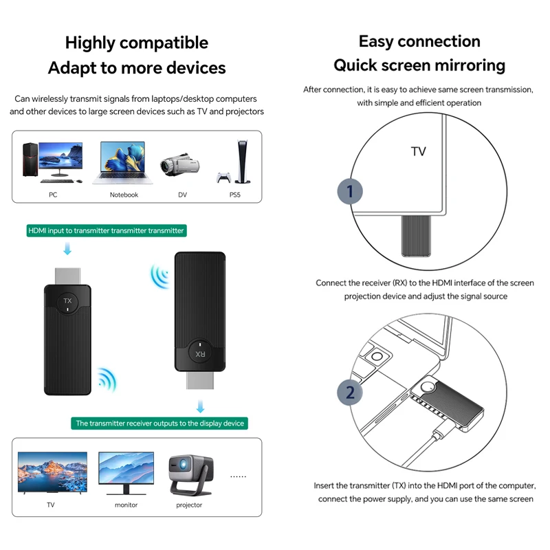5g espelhamento receptor sem fio hdmi-compatível receptor trocador de tela sem fio hd transmissor receptor adaptador/conversor de vídeo