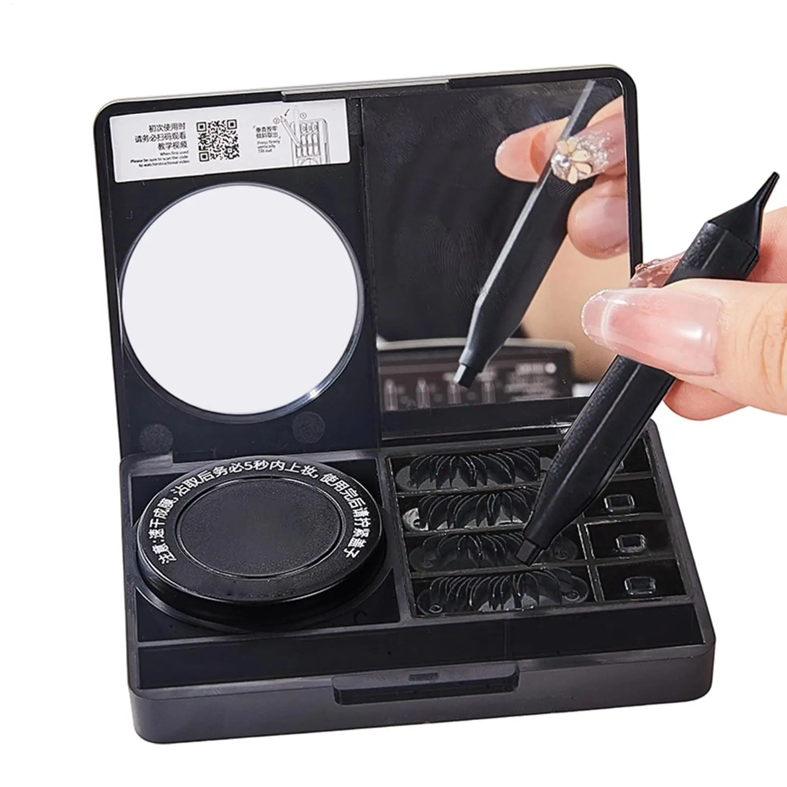 Eyelash Stamp Waterproof Smudge-Proof Liner Makeup Tool Kit with Case Bottom Eyelash Stamp for Work Travel Party Wedding Date