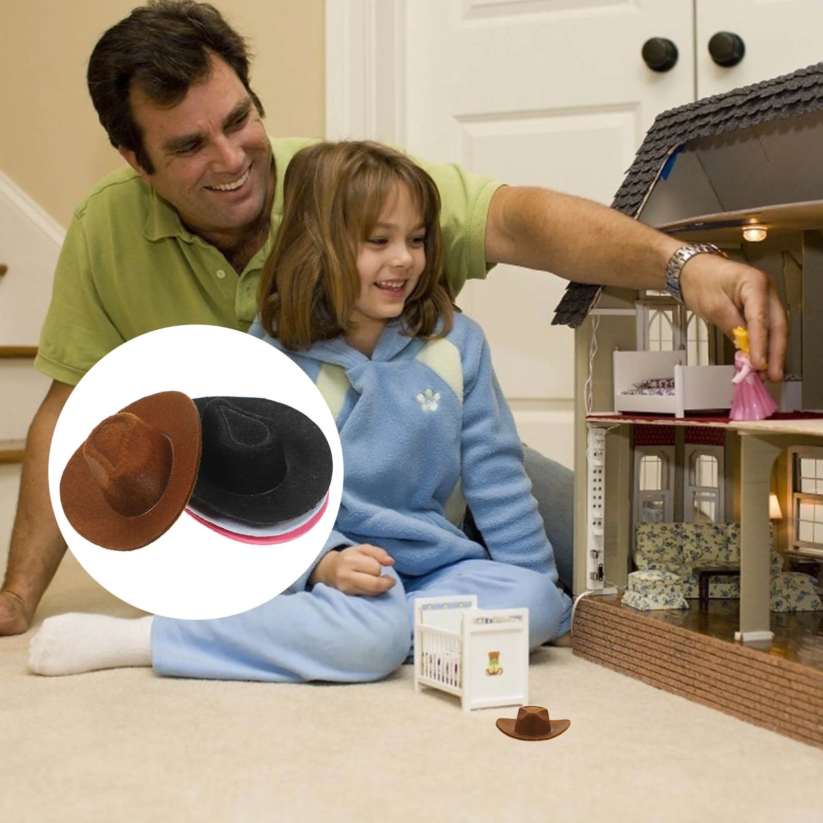 4 Stück Mini-Cowgirl-Hut, zarte kleine Hüte für Fotografie, Cosplay, Anziehzubehör, Basteln, Miniatur-Dekorationen