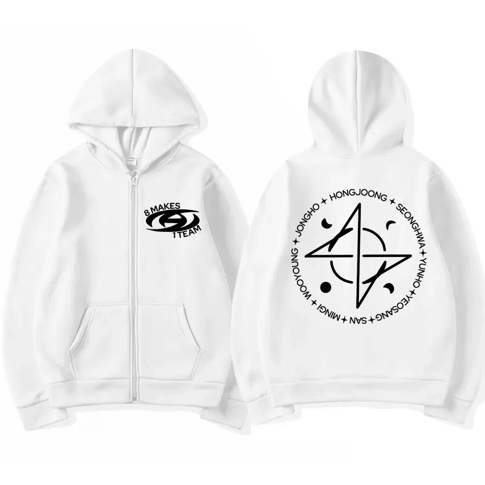 Kpop Ateez 8 Makes 1 Team Zipper Korean Style Y2k Harajuku Men Women Zip Up Sweatshirt Fashion Oversized Warm Jackets Streetwear