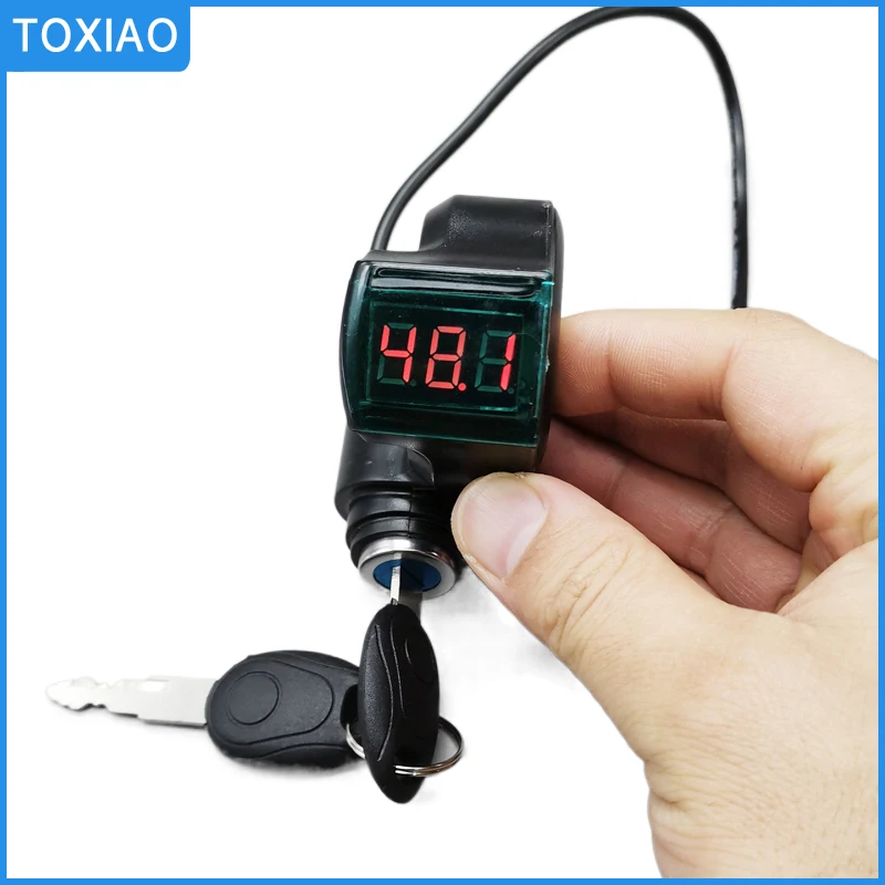 0-99V electric bicycle scooter voltmeter digital voltage display switch power ignition key lock