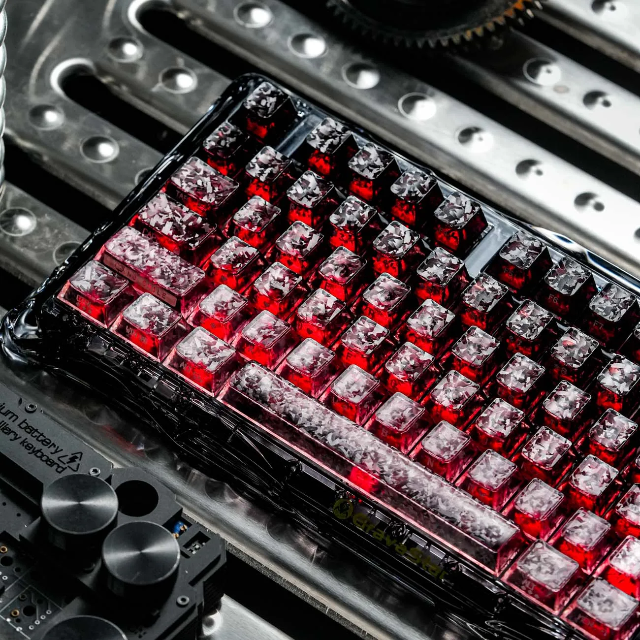 Crimson Peach Carbon Fiber Keycaps Cherry Profile PC Top Side Legend Print Shine Through Key Caps For MX Mechanical Keyboard