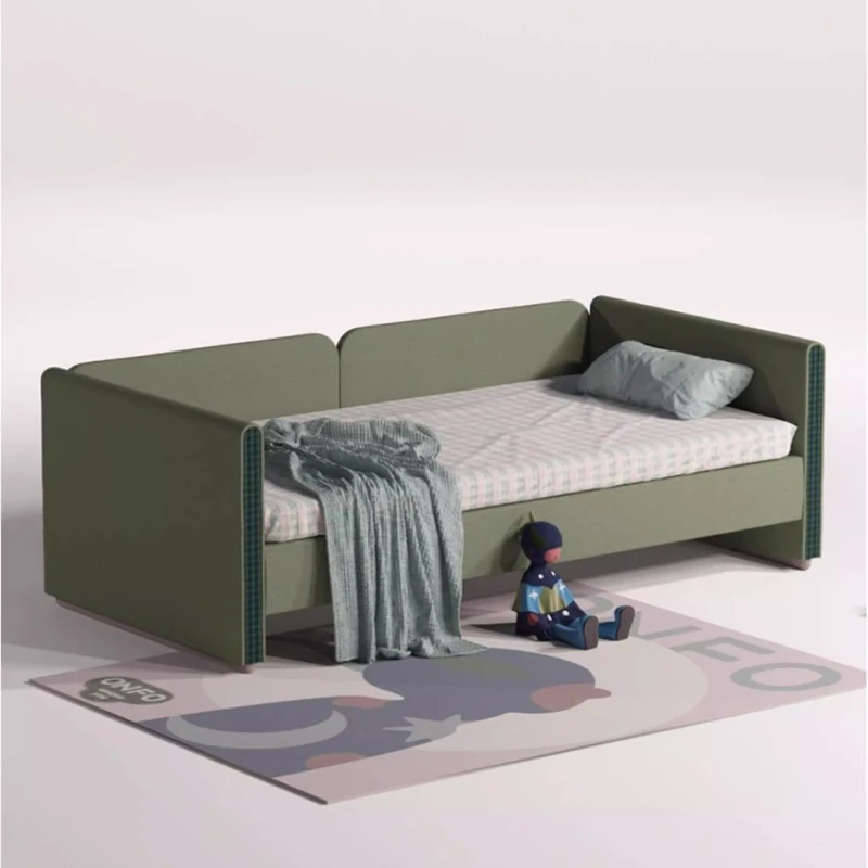 

Multifunctional Children's Bedside Widened Splicing Bed with Guardrail Soft Bag Solid Wood Bed