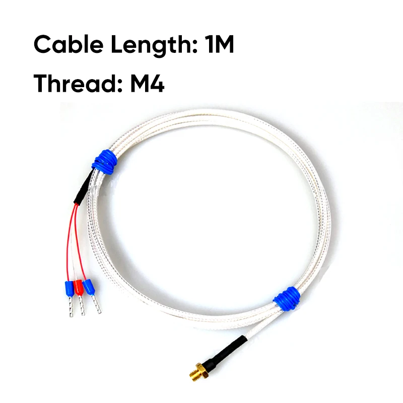 CG K/PT100 Typ M3 M4 Kupferschrauben-Thermoelement mit 0,5/1/2 m hochpräzisem, wasserdichtem PTFE-Kabel, 3D-Drucker-Temperatursensor