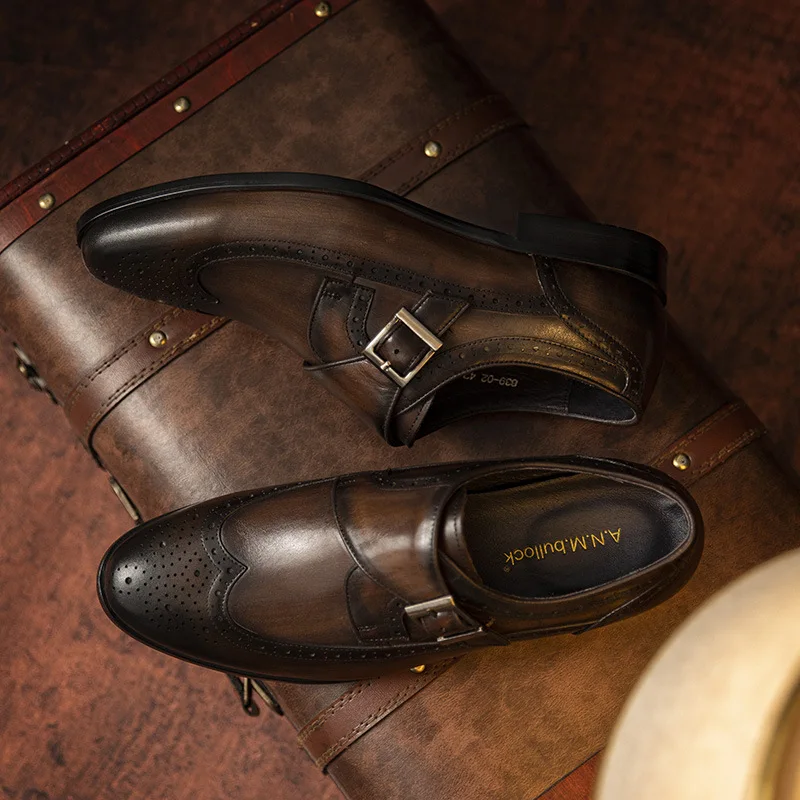 

Wholesale Men Genuine Leather Business Formal Luxury Breathable Leather Shoes