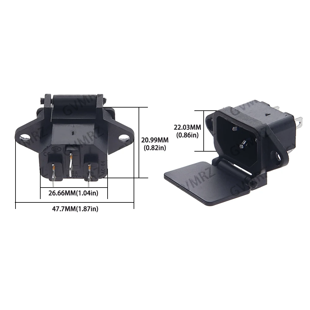 1PCS 4/6Pin Pure Copper IEC320 C14 Electrical AC Power Plug Socket 2/3 Switch With Lamp Power Supply Cable Gauge Socket 10A 250V