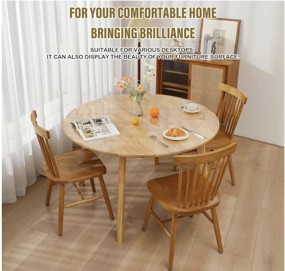 Soft Glass Tablecloth Transparent PVC Table Cloth Waterproof Oilproof Kitchen Dining Table Mat Cover for Round Table Protector