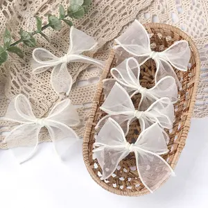 6pcs white white race bow 헤어 클립을위한 사랑스러운 bowknot 헤어 핀 바렛 아이 헤어 그립 한국 헤드웨어 헤어 액세서리 8 최고의 판매 흰색 머리 클립 - №7