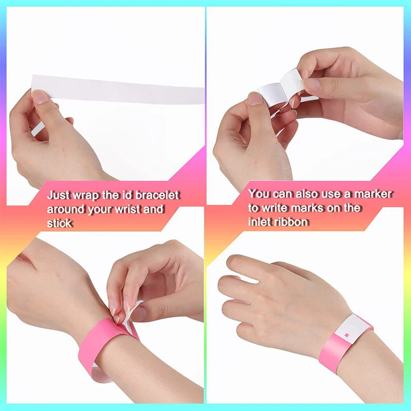 100 Disposable Bracelet Wristband Party Paper Bracelet Synthetic Paper Plastic Pattern Paper Card Party Bracelet