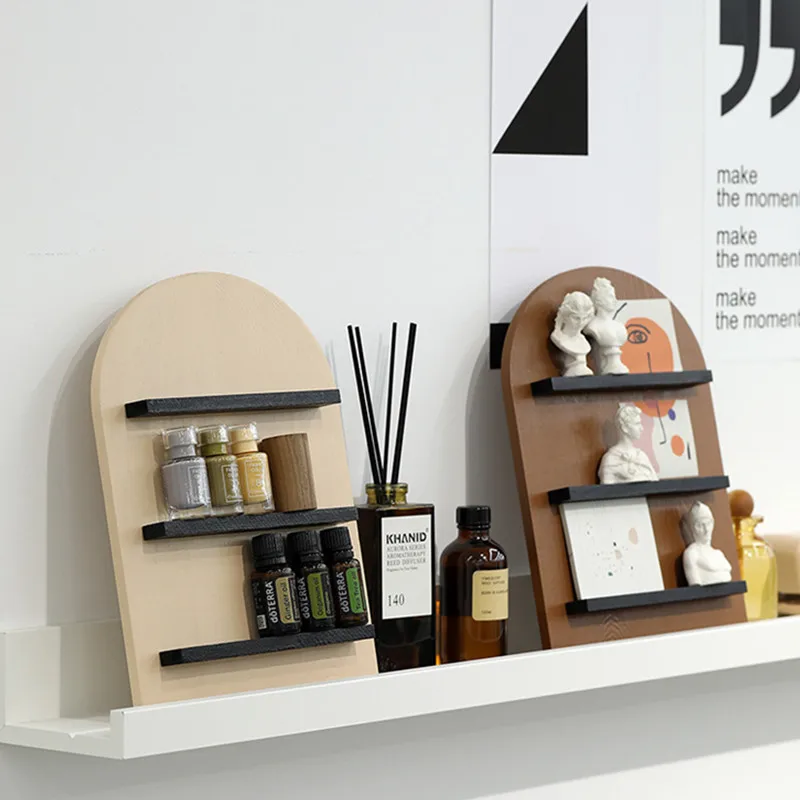 

Трехуровневый деревянный стеллаж для ароматерапии, масла, прихожей, прикроватная стойка, декоративная полка, Настольный стеллаж для хранения, украшение для дома