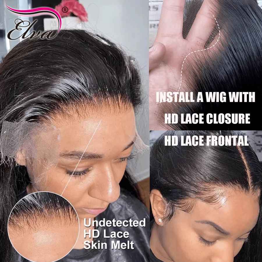Elva Hair Skinlike Real HD Lace Melt Skins 13x6 HD Lace Frontal Closure Pre Plucked Hairline 5x5 Invisible HD Lace Closure Small Knots
