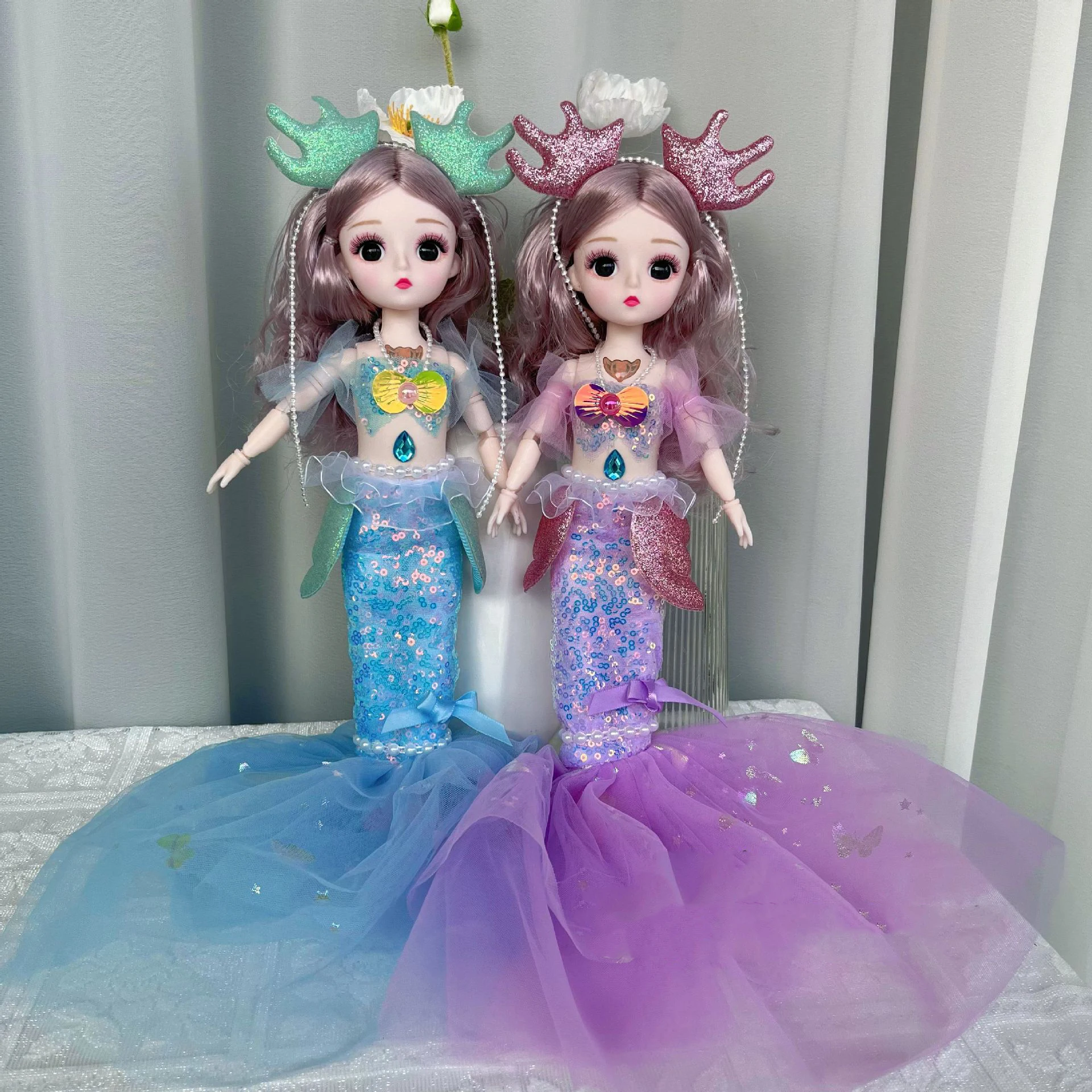 1pcs 30cm Musical Mermaid Princess Doll Girl Toys Multi-jointed Removable Simulation Doll Toys For Children Birthday Gift