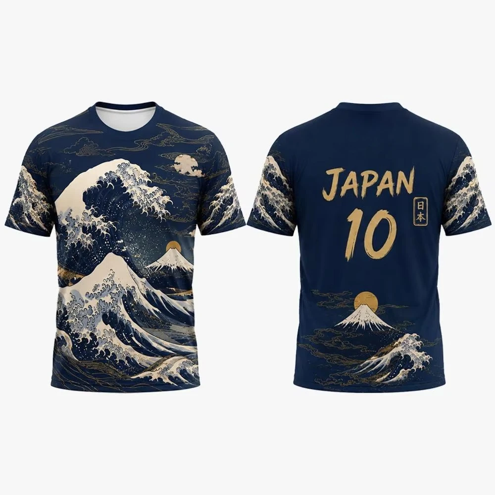 Men's comfortable jersey T-shirt, featuring the distinctive print of the Japan team, size 10, breathable jersey