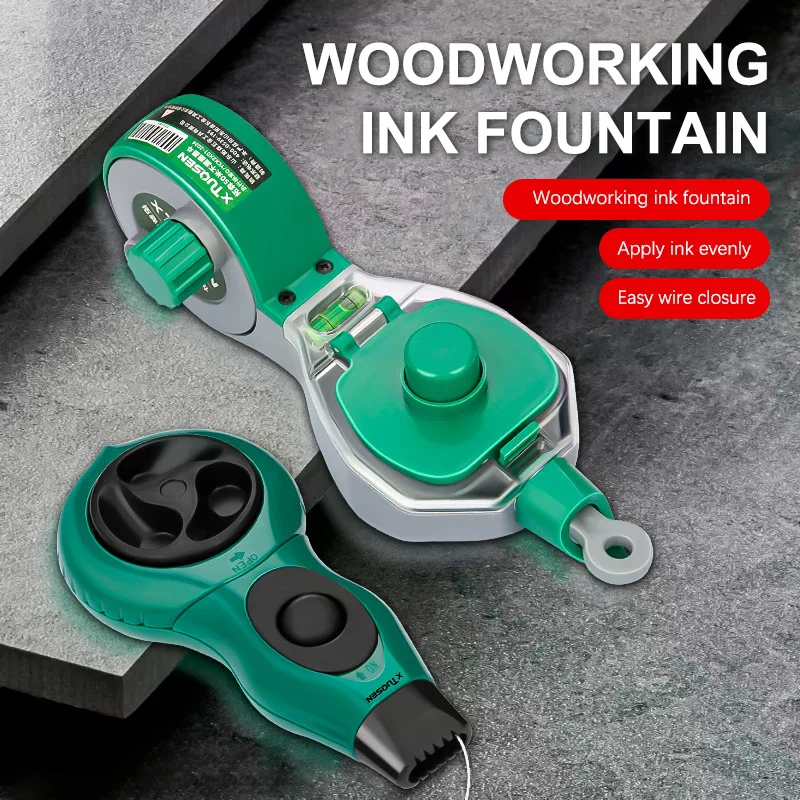 Woodworking Tool Carpenter Manual Ink Marker Scriber With 50M Chalk Lines Professional Wood Working Scriber Drawing Line Marker