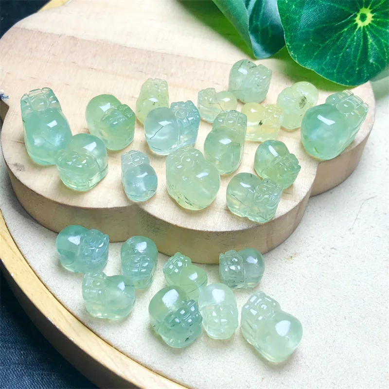 5PCS Natural Prehnite Pixiu Carving Healing Reiki With Hole Fashion Jewelry For Friends Holiday Gifts 10-15MM