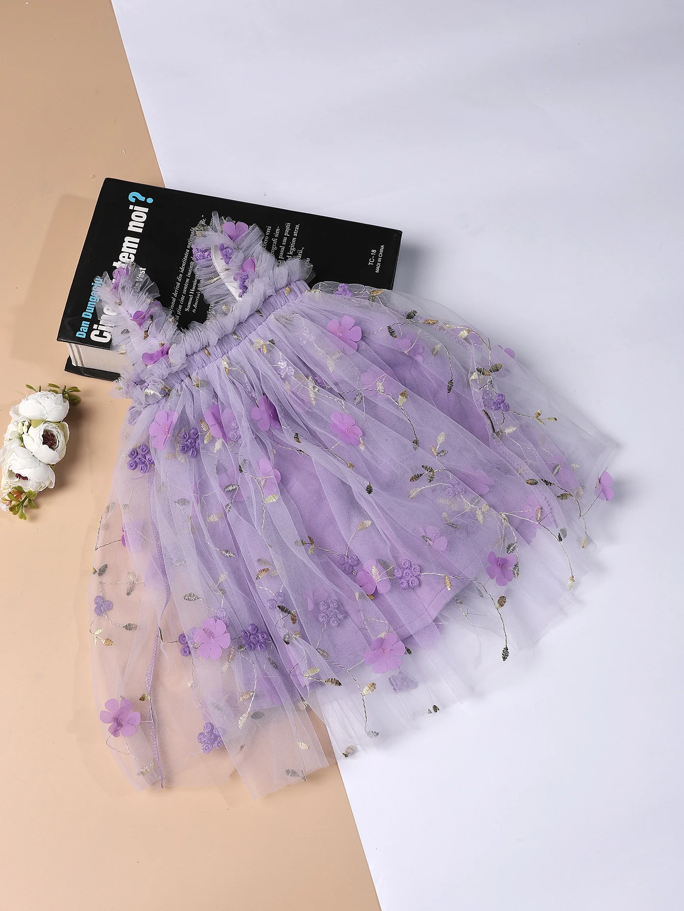 Süßes Kleinkind Baby Mädchen Tutu Kleid ärmellose Stickerei Blumen Tüll Kleid kleine Mädchen Geburtstag Kleider