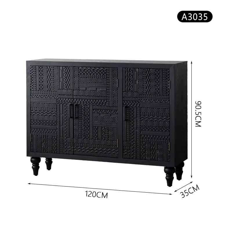 American rural solid wood carving flower side cabinet personality creative aisle cabinet wabi safeng company store decoration ca