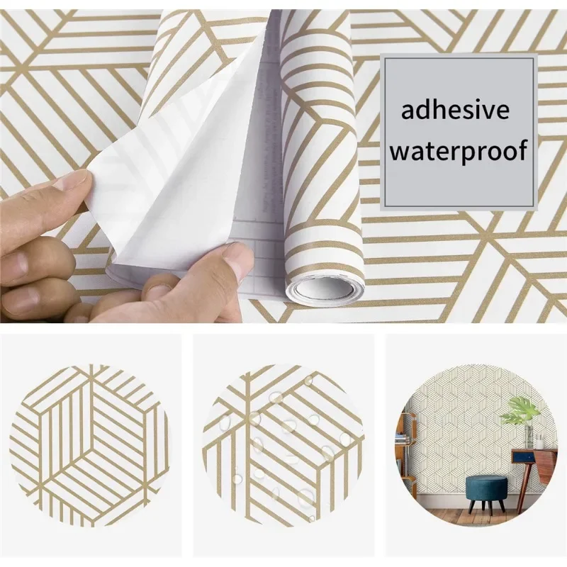

1/3/5m Abstract Geometric Wallpaper Grid Self Adhesive Arrow Peel And Stick Contact Paper For Wall Renovation Furniture Sticker