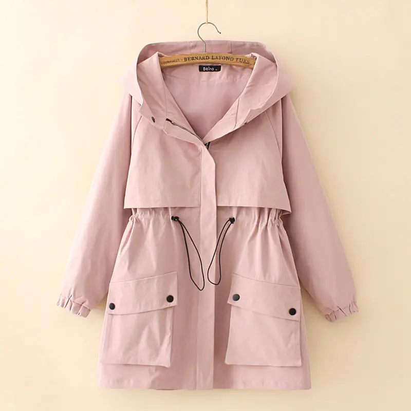 

2023 Spring Autumn New Elegant Mid Length Version Women's Windbreaker Overwear Fashion Large Size Female Trench Coat Jacket 4XL