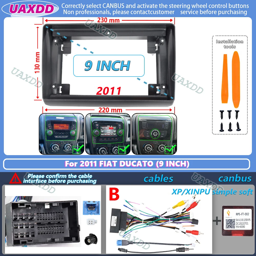 UAXDD 2Din Autoradio für 2006-2016 FIAT DUCATO CITROEN Jumper PEUGEOT Boxer Dodge Ram 2500 9-Zoll Android Rahmen-Kit Panel Mittelkonsole – Detail 7