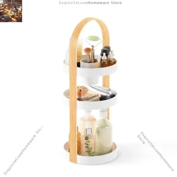 New Style 3 Tiers Makeup Organizer Large Capacity Cosmetic Storage Shelf with Handle for Bathroom Vanity