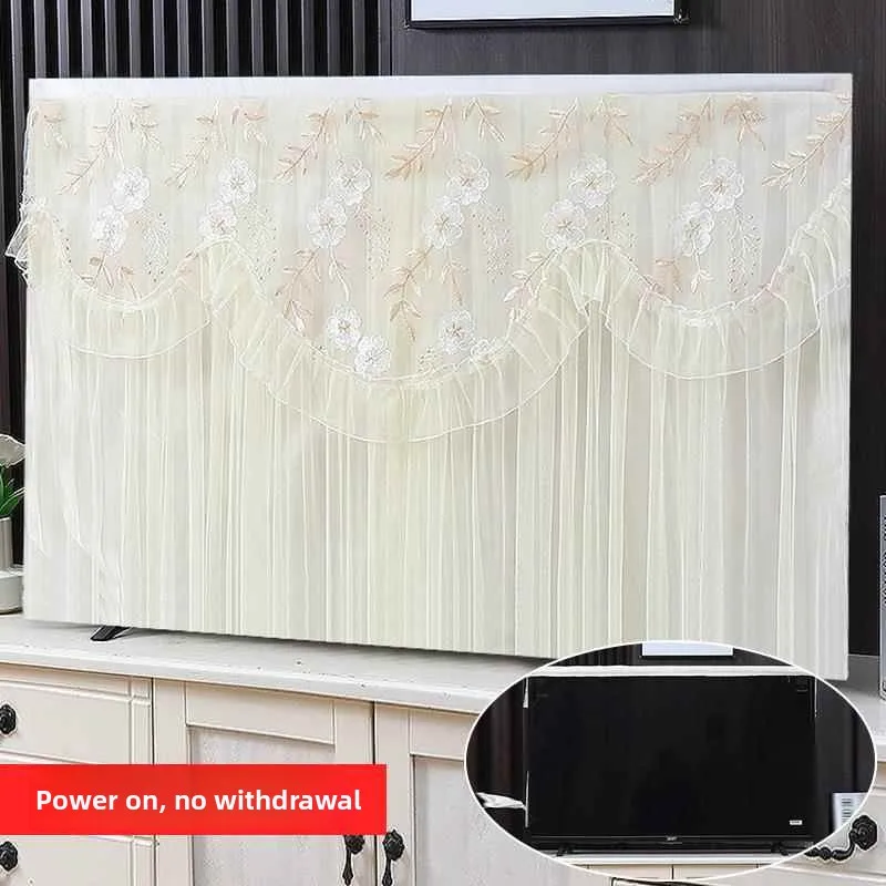 

Новая кружевная пылезащитная накидка для телевизора 2026 года, 55, 65, 75 дюймов, защитный чехол для ЖК-экрана, тканевая пылезащитная накидка в европейском стиле для дома