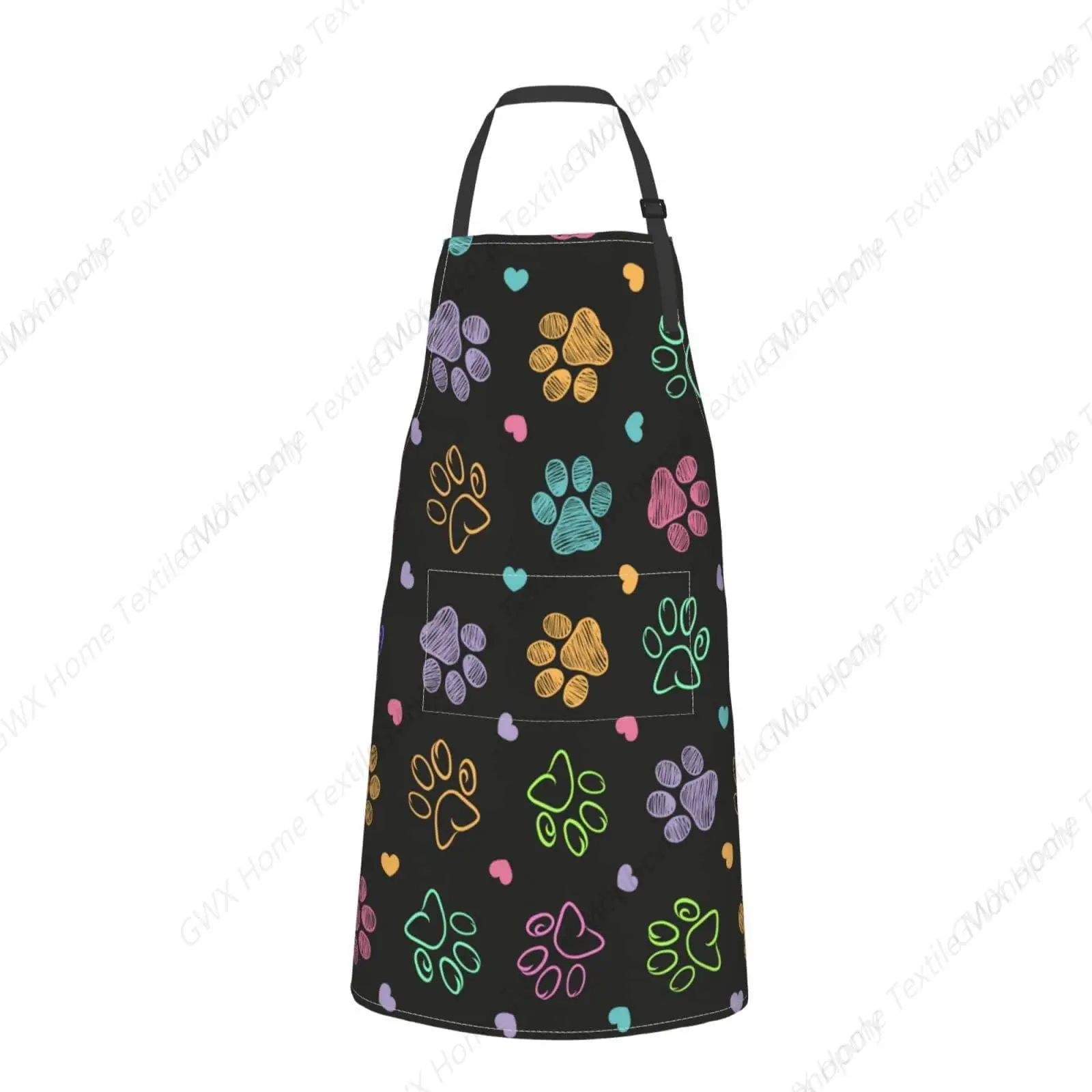 Dog Animal Paws Adjustable Bib Neck Apron Polyester with 2 Pockets Cooking Kitchen Aprons for Men and Women Chef, Mom Aunt apron