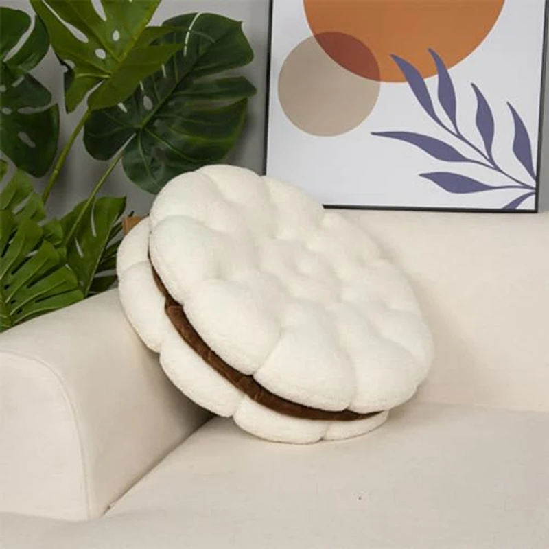 

Round Throw Pillow Plush Cookie Floor Cushion Biscuit Thick Seat Cushion Round Floor Pillow Yoga Meditation Pad Durable -A